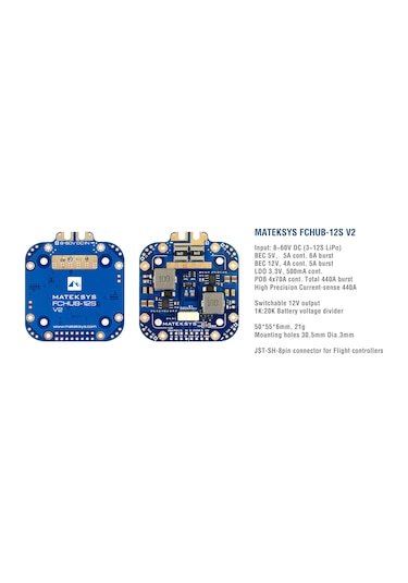 MATEK FCHUB-12S V2 w/ Curr440A, 5V & 12V