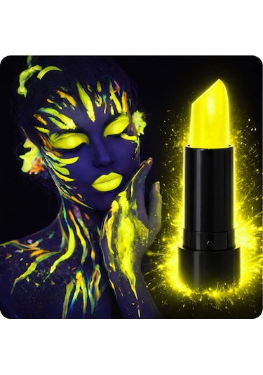 Uv Neon Sarı Ruj Karanlıkta Parlayan Makyaj Boyası 1174766
