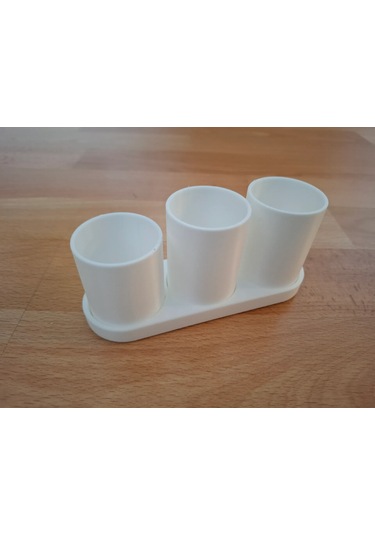 Beyaz 3 Bölmeli 3d Baskı Diş Fırçası Organizeri Banyo Düzenleyici Sert Plastik Beyaz