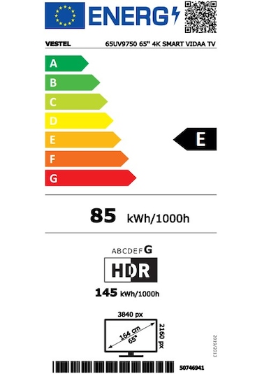 Vestel 65UV9750 65'' 164 Ekran 4K Smart Vidaa TV