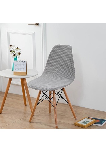 Açık Gri Koltuk Örtüsü Kabuk Şekli Sandalye Ziyafet Ev Otel Koltuk Kılıfı Için Polar Polar Kumaş Kolsuz Sandalye Slipcover Kapakları