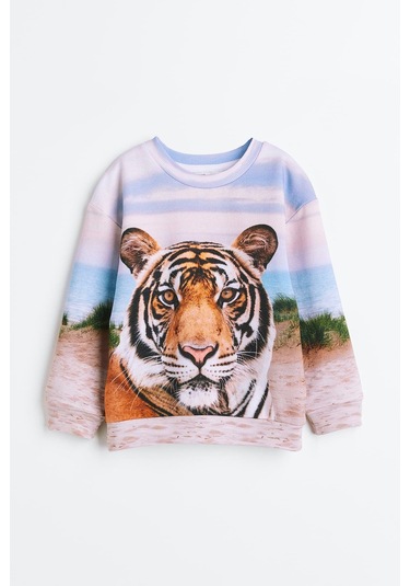 Kaplan Desenli Çocuk Sweatshirt Mavi