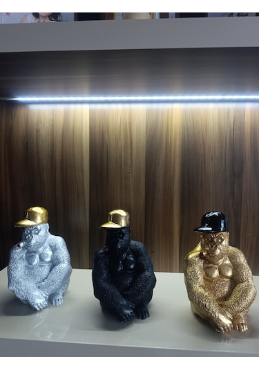 10cm -18cm Ebatlarında Kırılmaz Polyester,sarı Renk Goril Biblo