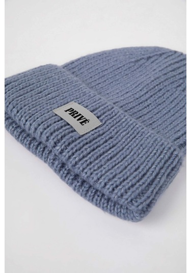 Defacto Kadın Dokuma Etiketli Kışlık Bere R7539az24wnbe37 Mavi