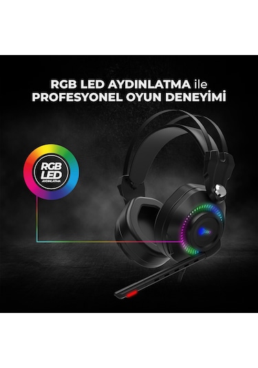 Lecoo HT405 3.5 MM Jack + USB Kablolu RGB Kulak Üstü Gaming Kulaklık