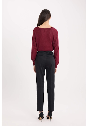 DeFacto Sigaret Saten Kumaş Pantolon Normal Bel Basic Düz Beli Lastikli Düz Paça J8743AZ25SMBK81