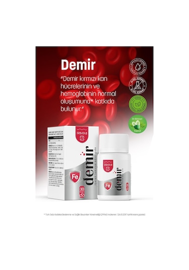 Erbatab Demir İçeren Takviye Edici Gıda 30 Kapsül