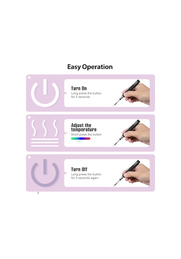 Kangvka Kablosuz Li-pilli 650mah Dürtü Kaynağı Seti - 3 Sıcaklık Seviyesi, Usb-c Şarj, Ev Ve Dıy İçin Siyah Uç + Tutucu + Talaş + Şarj Kablosu Dahil