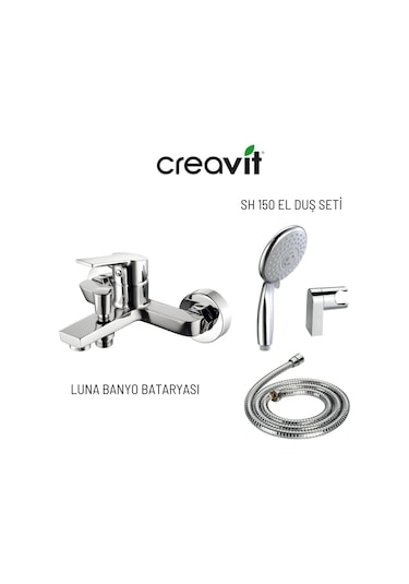 Creavit Luna LN2500 Banyo Bataryası + 3F SH150 Mafsallı El Duş Seti Krom