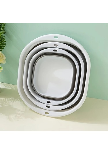 Xuweiwei 3 Adet Katlanır Gri Lavabo Seti Seyahat Leğeni Yurt Ev Çamaşır İçin Gri