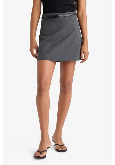 Defacto A Kesim Normal Bel Mini Etek G0470ax25augr450 Gri