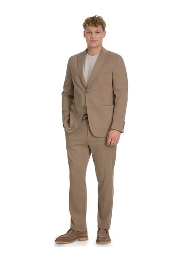 Vizon Regular Fit Mono Yaka Pamuklu Takım Elbise 34354 Vizon