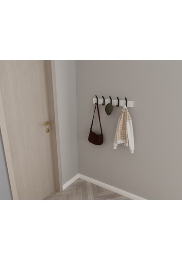 Hepsi3boyutlu Modern Duvar Kapı Askılık - 5 Adet Siyah Askılık Siyah