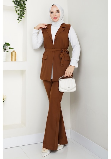 Niyar Yelek Pantolon İkili Takım 1530 - Acı Kahve Acı Kahverengi