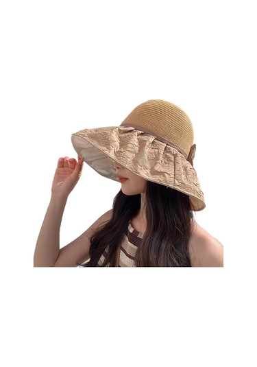 Kadınlar İçin Şık Örme Güneşlik Şapka, Yüzü Koruyan Geniş Kenarlı Kova Tasarım, Yaz Modasına Uygun Trend Aksesuar Yeşil