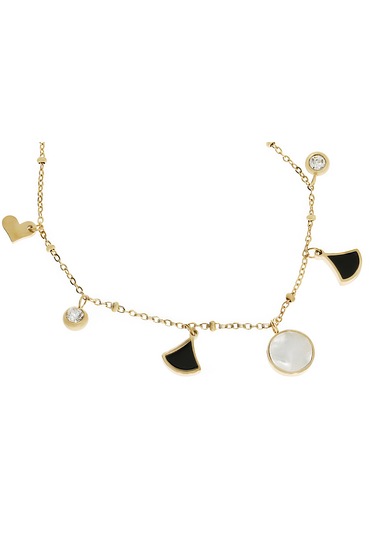 Kadın Sallantılı Model Kalp Detay Taşlı Çelik Halhal Gold