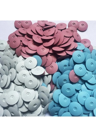 30 Adet Diş Laboratuvarı Parlatma Tekerlekleri Burs Silikon Parlatıcılar Disk Kaba Mavi/beyaz/kırmızı 22 3.5mm