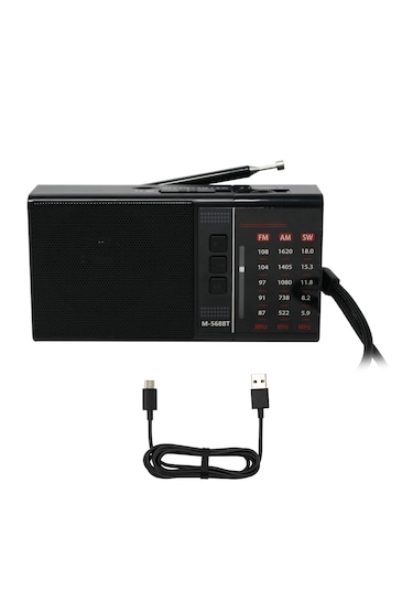 Meir M-568BT Bluetooth Hoparlör Şarjlı Fm Mini Cep Radyosu