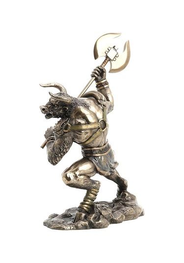 Yarı İnsan Yarı Boğa Mitolojik Canavar Minotor Heykel Biblo Dekor