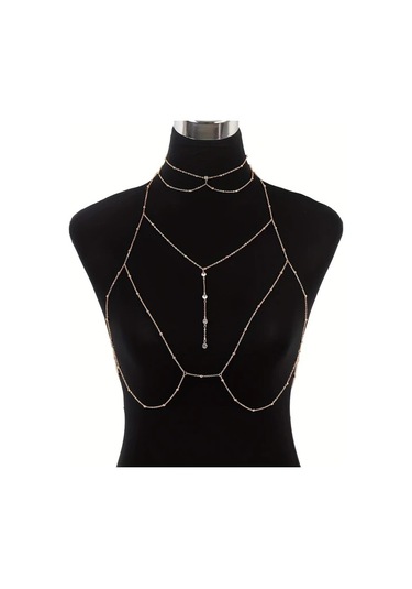 Willowhaven 2 Adet Altın Renk Kristal Yuvarlak Boncuk Kolye Ve Vücut Zinciri Seti