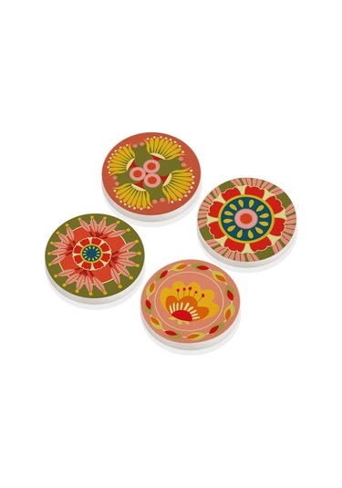 The Mia Fiore Taş Bardak Altlığı Yuvarlak 4lü Set