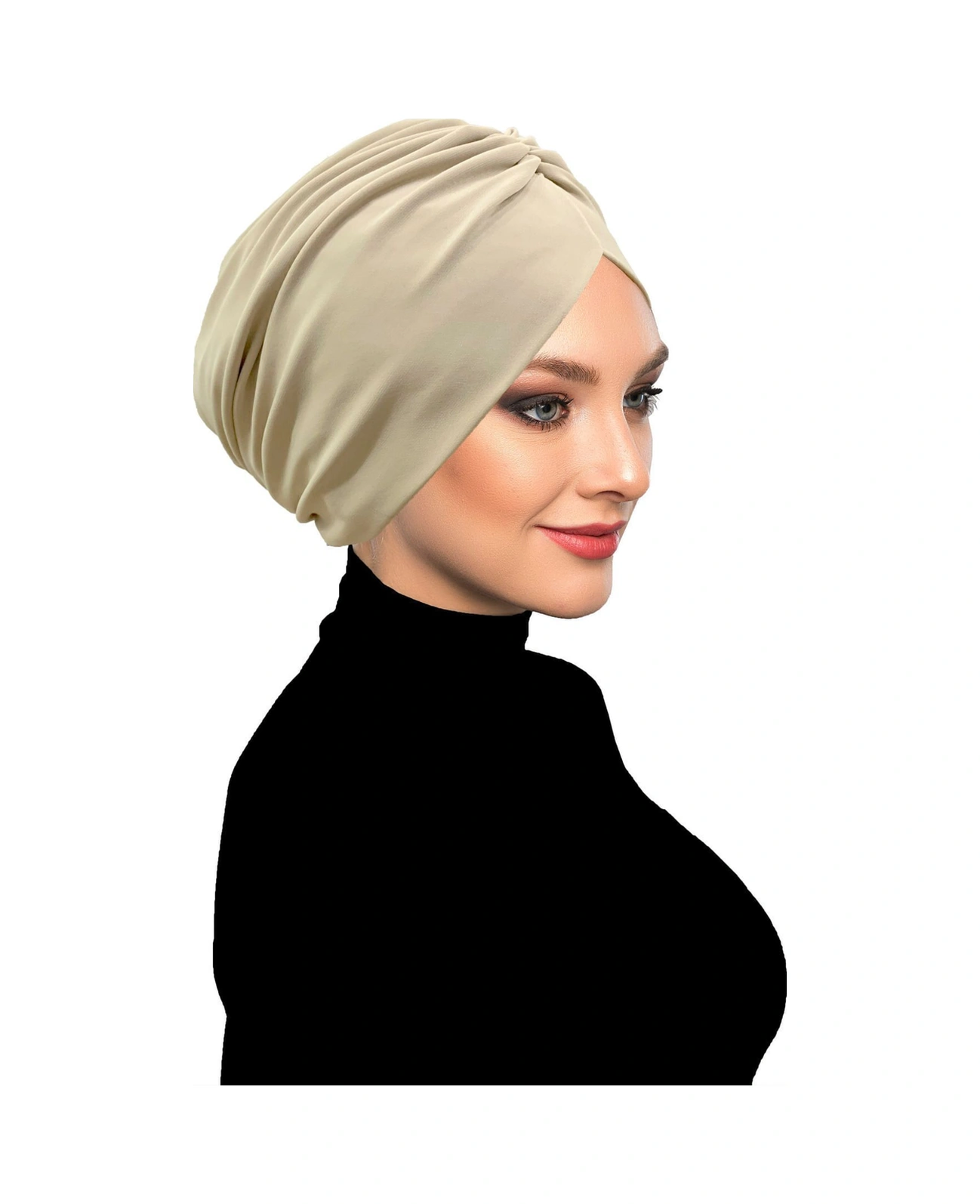 Büzme Çift Taraflı Bej Hazır Türban Tesettür Havuz Bonesi Bej