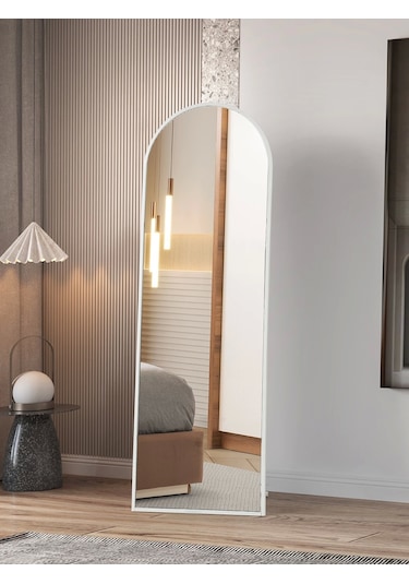 Dekoratif Boy Aynası 160cmx80cm Beyaz Çerçeve Beyaz