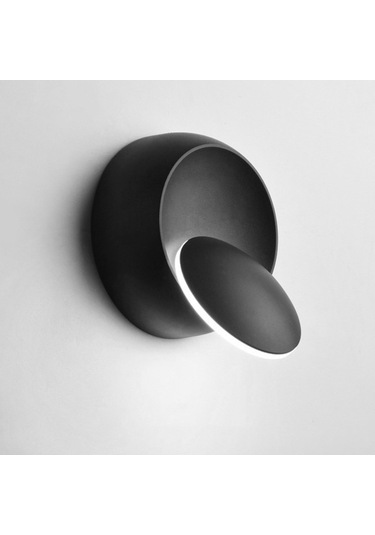 Led Duvar Lambası 360 Derece Döndürme Ayarlanabilir Başucu Lambası Beyaz Siyah Yaratıcı Duvar Lambası Siyah Modern Koridor Yuvarlak Lamba, Renk Sıcaklığı: Beyaz Siyah