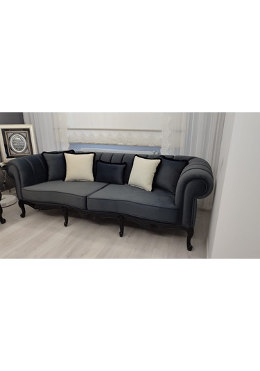 Roma Chester Koltuk Takımı Antrasit - Krem