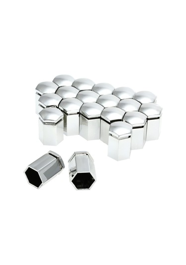 Suofeng Vauxhall Araç Jant Somunu Kapağı 17mm İç Çap 30mm Yükseklik 20 Adet + 1 Araç Gereci Gümüş Renk