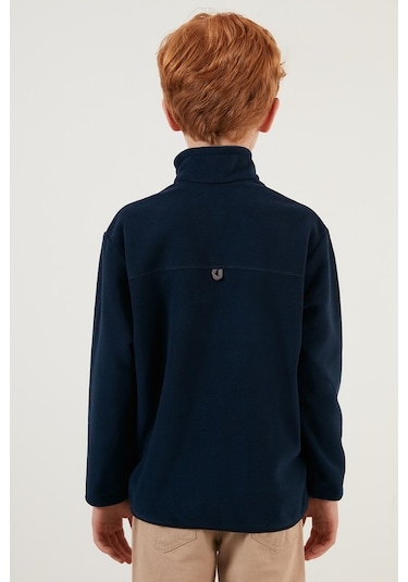 Lela Yumuşak Dokulu Fermuarlı Dik Yaka Şardonlu Kışlık Unisex Çocuk Polar 5905002 Lacivert