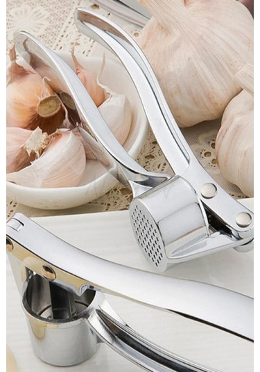 Nishev Paslanmaz Çelik Sarımsak Ezici Universal Hazneli Pratik Sarımsak Ezeceği Gümüş