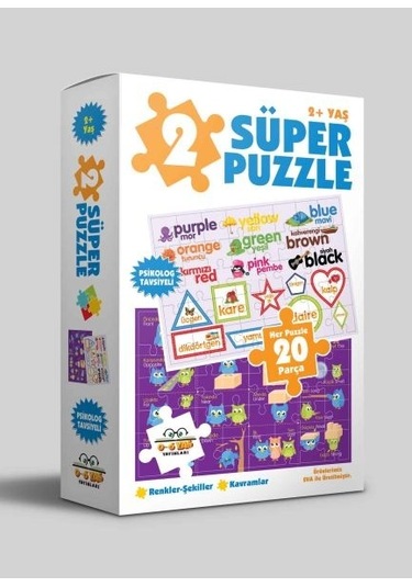 2 Süper Puzzle / Renkler - Şekiller - Kavramlar (Kutulu)