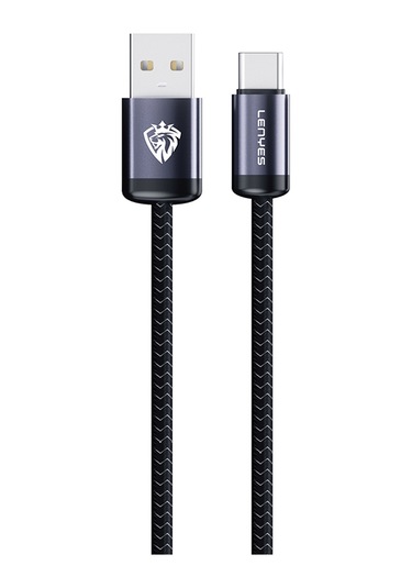 Lenyes Lc537 Usb-a To Type-c Örgü Tasarımlı Hızlı Şarj Özellikli Data Ve Şarj Kablosu 10w 1m Siyah Siyah