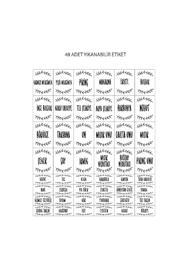 12'li Etiketli Baharatlık Seti - Kapaklı Kare Baharat Takımı Saklama Kabı 12x300 Ml Antrasit