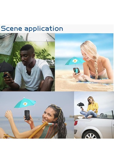 Güneş İçin Telefon Şemsiyesi, Evrensel Ayarlanabilir Vantuzlu Standlı Telefon Şemsiyesi, Güneşlik - Mavi Papatya Diğer
