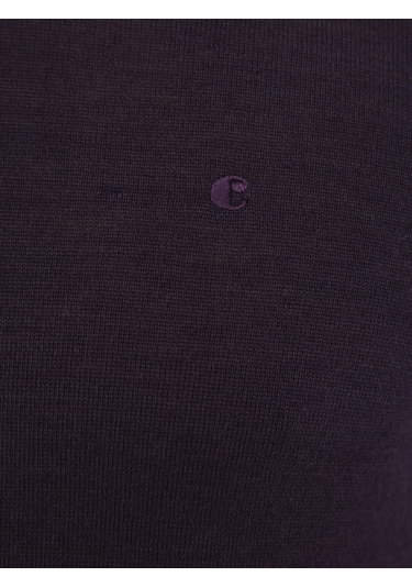 Cacharel Mor Slim Fit Bisiklet Yaka Basic Triko Kazak Pembe