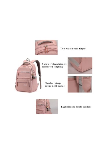 Yifomall Kadın Çanta, Ortaokul-ilköğretim, Nylon Materyal, Ağırlık 600g, 12.6lx17.7hx8.6w, Çift Taraflı Cep, Ön Bölme Organizatör, Pembe Renk, Hafif Ve Dayanıklı Sırt Çantası Çok Renkli