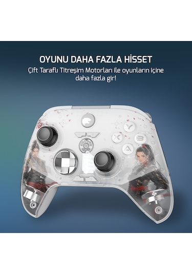 GamePower Force RGB Kablosuz Beyaz Gamepad (2.4G, Bluetooth,Kablolu) (PC Uyumlu) + Çanta