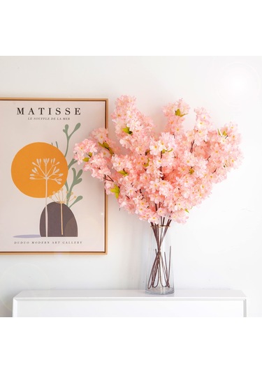 Hangfox 5 Adet Şampanya Rengi 4 Çatal Kullu 140 Gözlü 1.1m Plastik Sakura Dalı - Düğün Ve Ev Dekorasyonu İçin