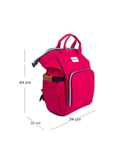 Lugami 06 Anne Bebek Bakım Sırt Çantası Biberon Termoslu Sıvı Geçirmez Pembe