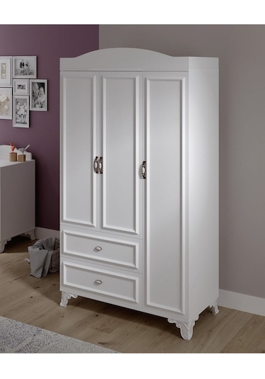 Baby Darling Lisa 3 Kapaklı Dolap Beyaz %100 Mdf Beyaz
