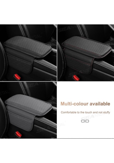 Gri Seametal Araba Kol Dayama Minderi Merkezi Konsol Kutusu Ped Koruyucu Kaymaz Yumuşak Yan Depolama Cepler Kapak Araba Aksesuarları