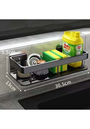 Alüminyum Mutfak Lavabosu Gider Rafı Duvara Monte Sünger Havlu Tutucu Düzenleyici Sabunluk Raf Sepeti Banyo Şampuan Rafları