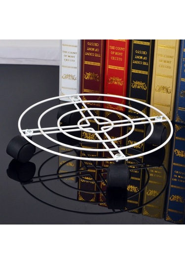 Sones Demir Bitki Saksı Standı Evrensel Tekerlek Hareketli Yuvarlak Saksı Rafı, Çap: 30cm Beyaz