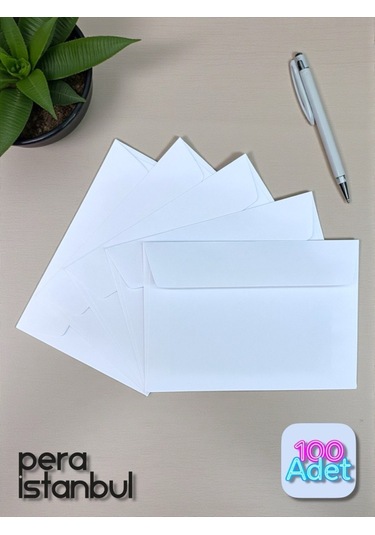 100 Adet C6 Beyaz Davetiye Lüks Tebrik Kartı Mektup Mühür Cüzdan Büyük Kapasiteli Zarf 114x162mm