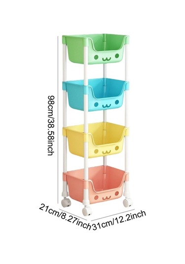 Trendooze 4 Katlı Tekerlekli Çamaşır Sepeti Ev Ofis Mekan Kullanımı Stil A Stil A