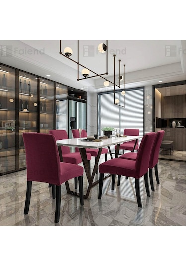 Faiend Yıkanabilir Likralı Esnek Lastikli Sandalye Kılıf Örtü Gülkurusu