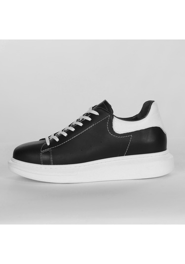 Boy Uzatan Gizli Topuklu Siyah-beyaz Spor Ayakkabı Siyah - Beyaz