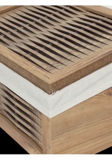 Ahşap Ekmek Sepeti Yıkanabilir Kumaşlı Atlantik Çam Ahşap